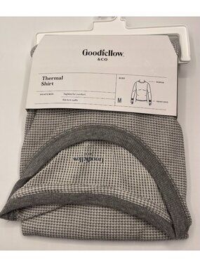 Goodfellow & Co Mens Size Medium Gray Thermal Long Sleeve Crew Neck Shirt